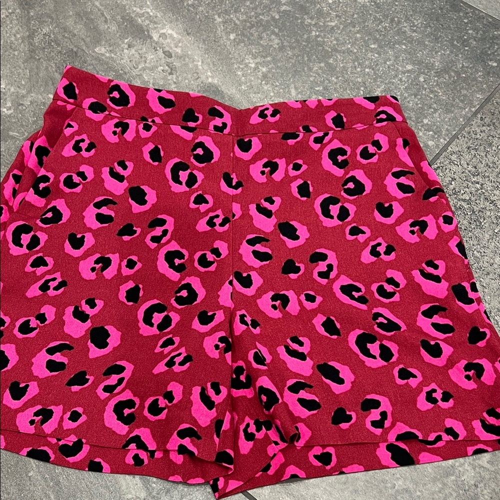 Halogen Pink and Black High-Waist Leopard Print Shorts